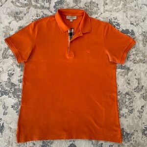 Burberry Men’s 100% Cotton Orange Polo Shirt Size Medium
